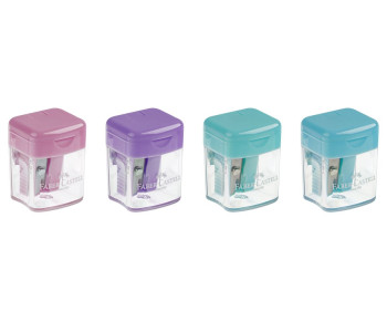 Точилка пластиковая Faber-Castell Mini box, 182801, 1 отверстие, контейнер, ассорти, пастельные цвет