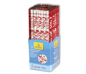 Карандаш чернографитовый HB, I LOVE YOU, ассорти,  ADEL,Турция 206-1130-202