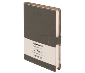 Ежедневник датир. 2026 А5, 143х218 мм, BRAUBERG "Journal", серый, 117381