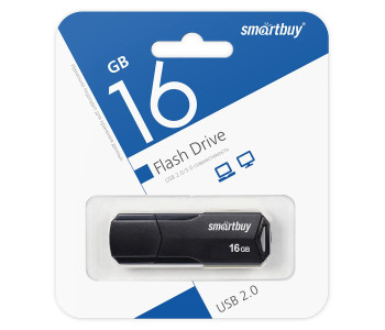 Флэш-диск Smart Buy "Clue"  16GB, USB 2.0 Flash Drive, черный SB16GBCLU-K