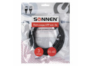 Кабель (патч-корд) UTP 5e категория, RJ-45, 3 м,SONNEN для подключения по локальной сети LAN, 513123