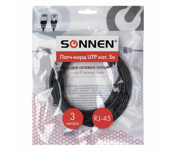 Кабель (патч-корд) UTP 5e категория, RJ-45, 3 м,SONNEN для подключения по локальной сети LAN, 513123 Кабель (патч-корд) UTP 5e категория, RJ-45, 3 м,SONNEN для подключения по локальной сети LAN, 513123