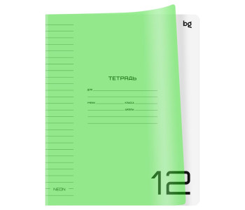 Тетрадь 12л А5 лин. "UniTone. Neon", пластик обл, неон салатовый Т5ск12_пл 08903   BG
