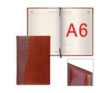 Ежедневник недатир А6 100х150мм А6 BRAUBERG Imperial под кожу, 160л, бордо, 123466