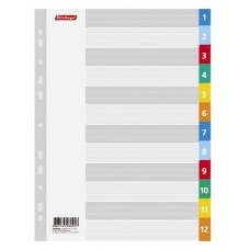 Разделитель пластиковый, цифровой 1-12, пласт А4, ARp_04020 BERLINGO