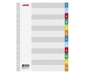 Разделитель пластиковый, цифровой 1-12, пласт А4, ARp_04020 BERLINGO