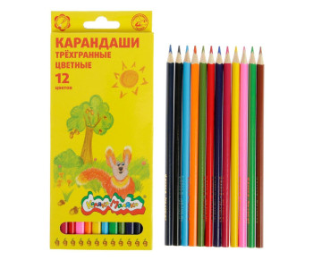 Карандаши цветн. 12шт 3-гр. КТКМ12 Каляка-Маляка Карандаши цветн. 12шт 3-гр. КТКМ12 Каляка-Маляка