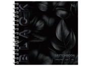 Скетчбук 40л., 170*170 BG "Black. Leaves", на гребне, soft tuch 120г/м Скв40гр_64602