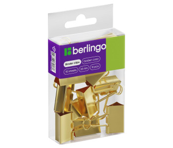 Зажим для бумаг, 25 мм, 10шт  золото  BC1025g  Berlingo