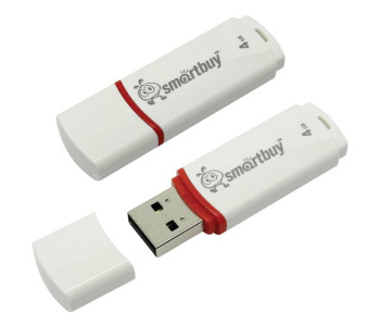 Флэш-диск Smart Buy "Crown"   4GB, USB 2.0 Flash Drive, белый SB4GBCRW-W