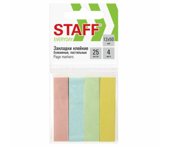 Блок клей. Закладки 50*12мм, 4*25 бумажные, STAFF  127147