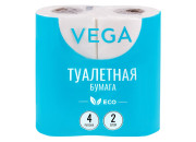 Бумага туалетная Vega  2-слойная, 4шт., эко, 15м, тиснение, белая 315616