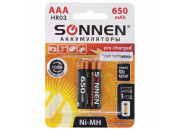 Аккумулятор ААA (HR03) 650 mAh, SONNEN, 454236 ЦЕНА ЗА ШТУКУ