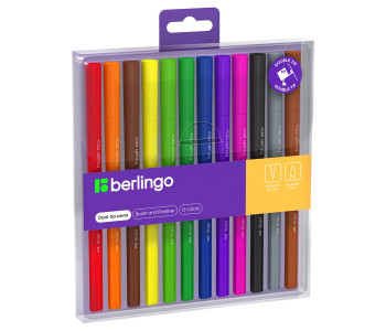 Фломастеры скетчинга "Brush&Fineliner", 12цв, кисть+линер. BP_00112 Berlingo