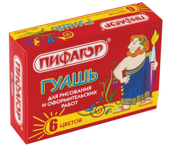 Краски гуашь 06цв. ПИФАГОР 20мл 190287 Краски гуашь 06цв. ПИФАГОР 20мл 190287