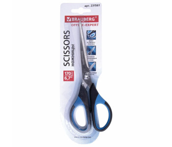 Ножницы канцелярские 17см "Office-Expert" "Soft Grip", сине-черные 231561