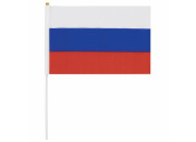 Флажки России ручной 20х30 см, без герба, с флагштоком, BRAUBERG/STAFF, 550181, RU13