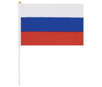 Флажки России ручной 20х30 см, без герба, с флагштоком, BRAUBERG/STAFF, 550181, RU13