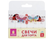 Свечи фигурные для торта на шпажках "Бабочки, божьи коровки", 5 шт, 2,5х3 см, ЗОЛОТАЯ СКАЗКА, 591463