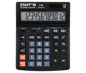 Калькулятор 12-разр. STAFF PLUS STF-444-12 (199x153мм), черный, 250303