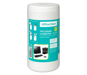 Салфетки чистящие влажные OfficeClean, универсальные, атибакт в тубе, 100шт. 249230
