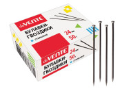 Булавка офисная гвоздики 50г 24мм карт.кор.10/250 4130700 deVente