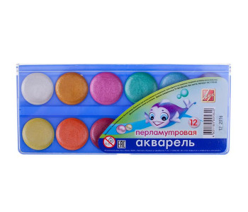 Краска аквар. 12цв Перламутр п/у 16с1105-08 Луч