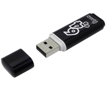 Флэш-диск Smart Buy "Glossy"  64GB, USB 2.0 Flash Drive, черный SB64GBGS-K