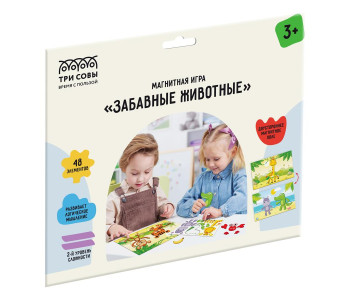 Игра развивающая на магнитах ТРИ СОВЫ "Забавные животные", 48 эл. МИ_48719