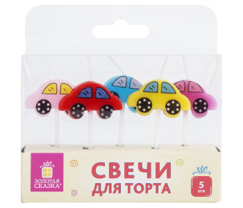 Свечи фигурные для торта на шпажках "Машинки", 5 шт., 2х3 см, ЗОЛОТАЯ СКАЗКА, 591464