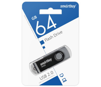 Память Smart Buy "Twist"  64GB, USB 2.0 Flash Drive, черный SB064GB2TWK
