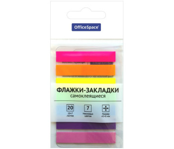 Блок клей. Закладки 45*8мм, 20л*7 неоновых цветов,  286506 OfficeSpace