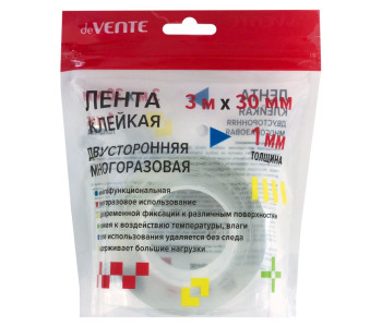 Скотч двуст.  NANO tape 3м*30мм, 1мм, deVente, 4163306