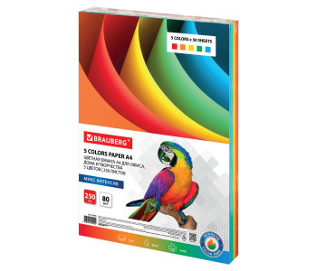 Бумага для ксер. А4 250л 80г/м  BRAUBERG, цветная интенсив, 112464