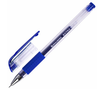 Ручка гелевая синяя с грип BRAUBERG "EXTRA GT NEEDLE  0,5мм 143916