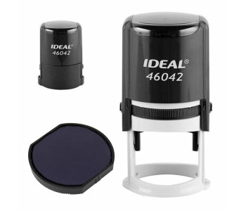 Оснастка для печатей оттиск D= 42мм синий, TRODAT IDEAL 46042, корпус черный, крышка, подушка