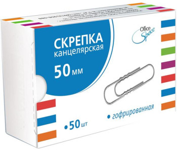 Скрепки канц 50 мм, 50 шт.гофрир  СГ50_569/ 162156 Спейс