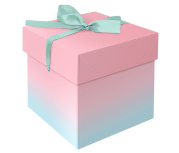 Коробка складная подарочная MESHU "Duotone. Mint-Pink gradient", (15*15*15см), с лентой MS_54170