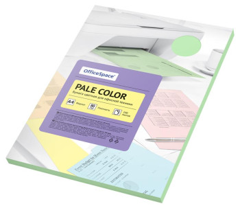 Бумага цветная OfficeSpace "Pale Color", А4, 80г/м2, 100л., (зеленый) PC_38233