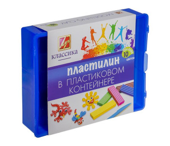 Пластилин 10цв 200гр Классика пластик контейнер 20с 1345-08 Луч