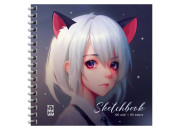Скетчбук 60л., 150*150 MESHU "Neko", на гребне, выб. лак, soft-touch, 120г/м2 MS_53036