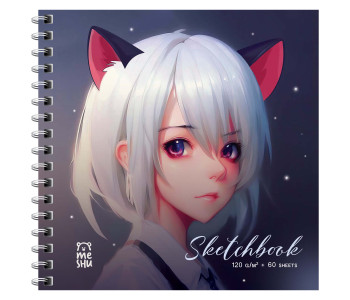 Скетчбук 60л., 150*150 MESHU "Neko", на гребне, выб. лак, soft-touch, 120г/м2 MS_53036