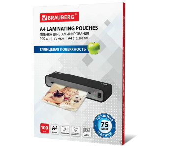 Пленка для ламин. А4 BRAUBERG, 216*303мм (75мкм) глянец 530800