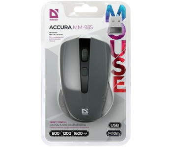 Мышь беспроводная Defender Accura MM-935, серый, 4btn+Roll 52936
