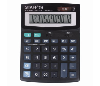 Калькулятор 12-разр. STAFF  STF-888-12 (200х150мм), черный, 250149